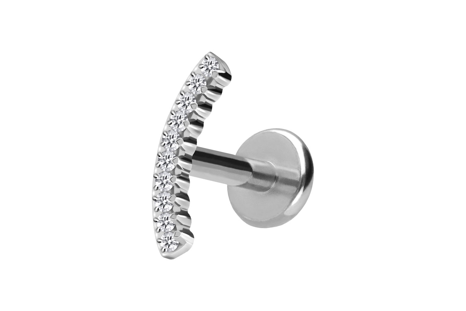 Titan Labret Piercing mit Push Fit KRISTALLBOGEN